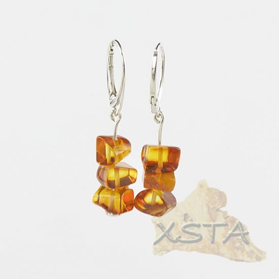 Baltic amber earrings cognac color